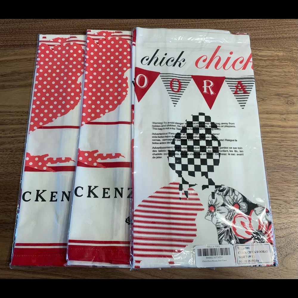 Mackenzie Childs Chick Chick Hooray Tea Towels